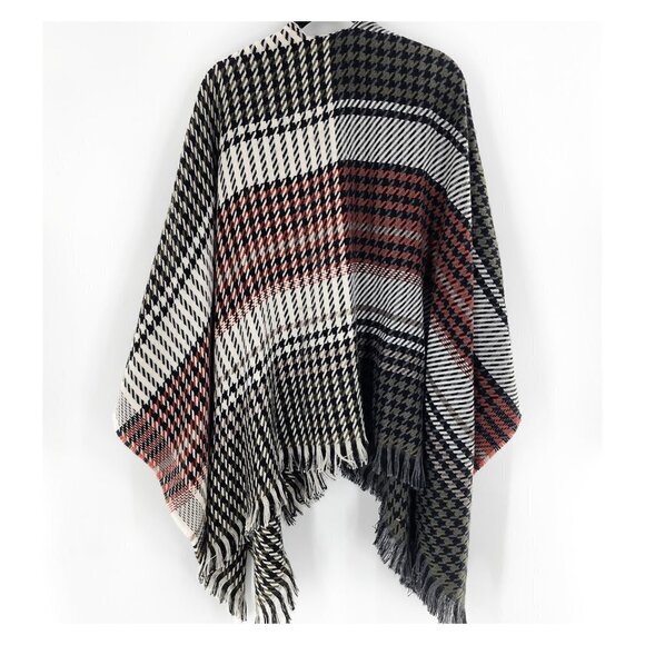 MAJE Emilie Houndstooth Print Cape Shawl Wrap - Picture 4 of 7